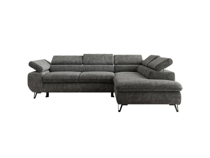 ECKSOFA PABLO L Grau Schenille grob gewebt - Rechts Seite