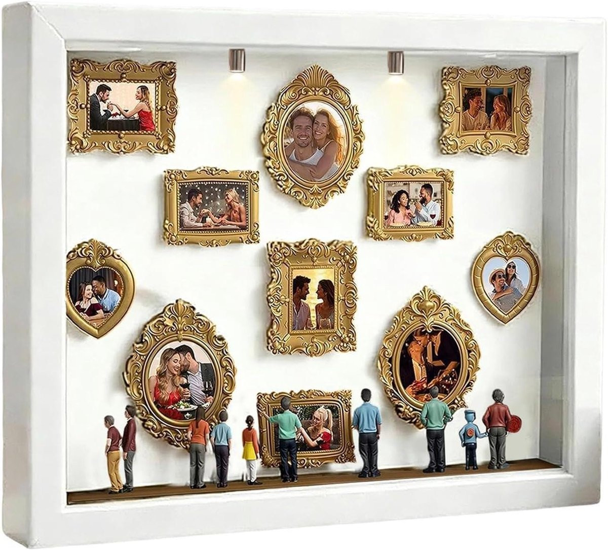 Mini Museum Box Fotolijst met Display voor 11 Mini Foto's - Zwart