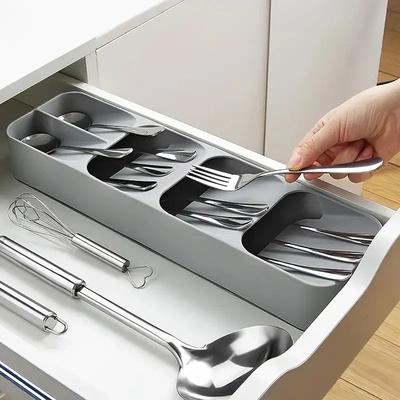 Uplift Treasures Multi Compartment Cutlery Drawer Organizer Tray white 1pc