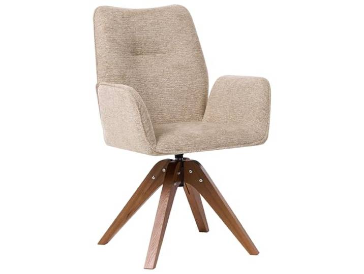 Drehbarer Esszimmerstuhl Leinenoptik Stoff beige hohe Rückenlehne Mokena