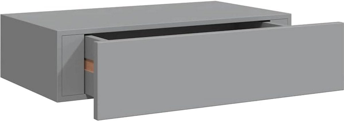Zwevende Wandplank met Lade in Grijs MDF