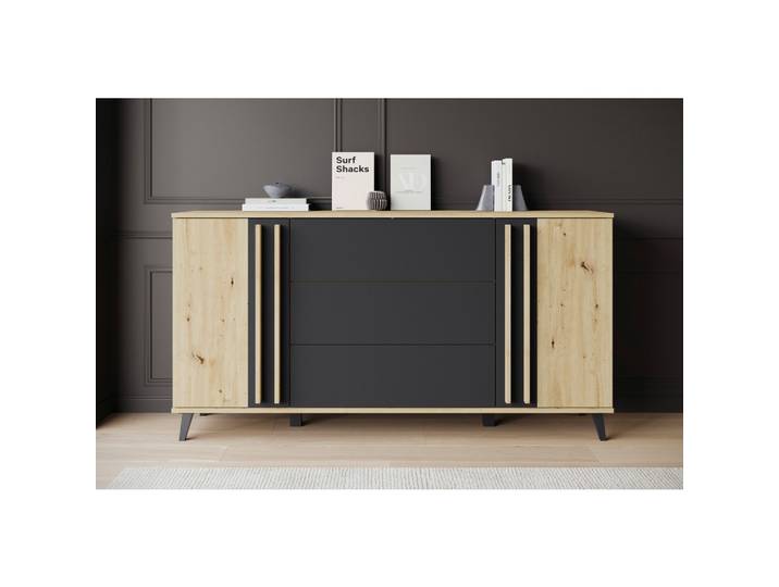 Sideboard Helsinki 150 Eiche Artisan/Schwarz