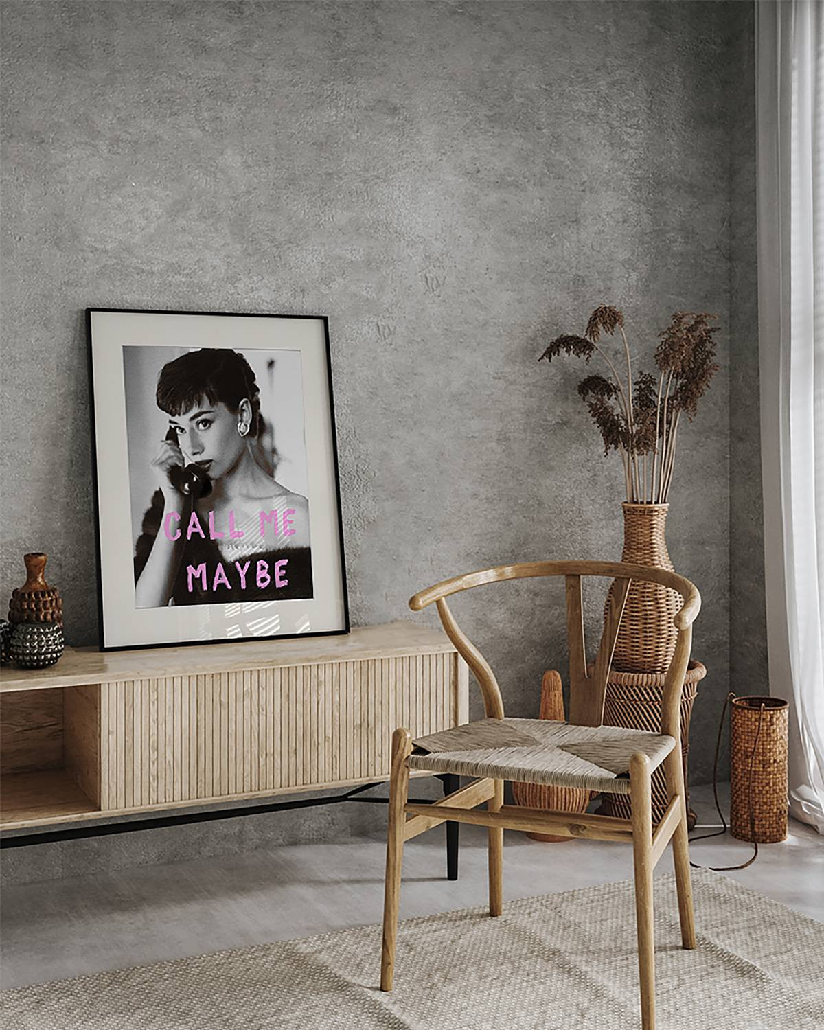 home24 Call me Maybe Lijst met acrylglas en gelakt massief beukenhout, multicolour, 52 x 62 cm