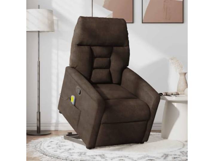 NLQMSU Massagesessel, neigbar, Braun, Mikrofaserstoff Elektrisches Heben, manuelle Neigung 135 Grad, 6 Massagepunkte, Fernbedienung, Holz- und Metallrahmen
