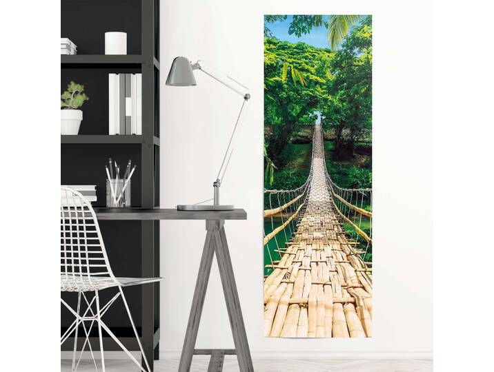 Poster Pont de la jungle Matériau : Papier Motif : Villes & architecture Vert/Vert 53 x 158 x 0cm