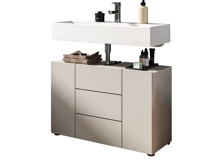 Inn.Furn Waschbeckenunterschrank Kaschmir, Badezimmer Unterschrank Breite 80 cm, Kunststoff, Nachbildung, 2 Fächer, 82x56x34 cm, Badezimmer, Badmöbel, Waschbeckenunterschränke