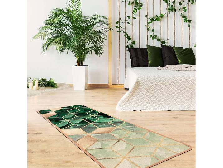 Tapis de yoga Feuilles vertes 183 x 61cm Vert