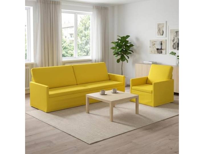 Sofa-Set 2 pcs Helles Gelb Stoff Metallrahmen,Polyesterstoff,Schaumstofffüllung,Kissen-Rücken,leichte Reinigung,Montageanleitung