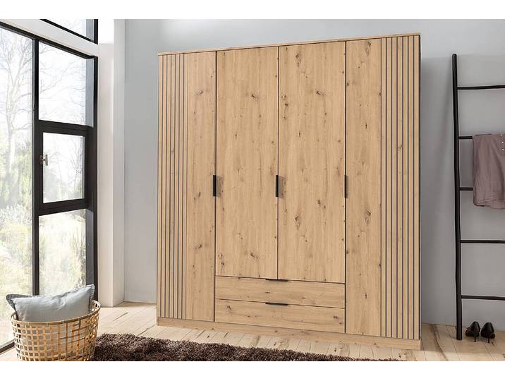 Armoire à portes battantes 180cm Marron/Imitation chêne Artisan Sans portes miroir