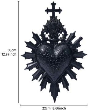 Uplift Essentials Heart Flame Piercing Arrow Pendant Modern Gothic Resin Wall Art Artistic Romantic Sculpture For Home Decor black