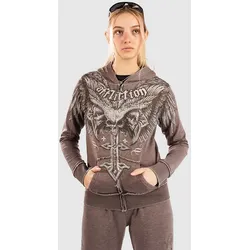 Affliction Death Eyes Burnout Sweatjacke brown burnout wash Gr. M