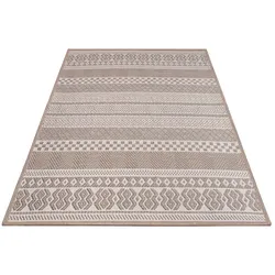 KADIMA DESIGN Teppich Kurzflor Streifen Boho Wohnzimmer schmutzabweisend Beige Rechteckig 160x220 | 100% Polypropylen, Rücken aus Polypropylen | pflegeleicht