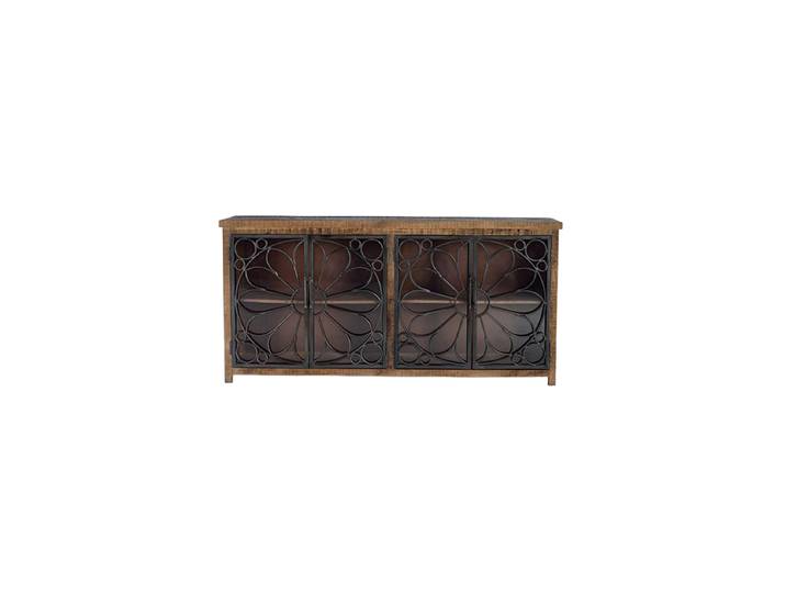 Massives Sideboard „Broome“ 4-türig Mangoholz Natural, Schwarz Giner & Colomer