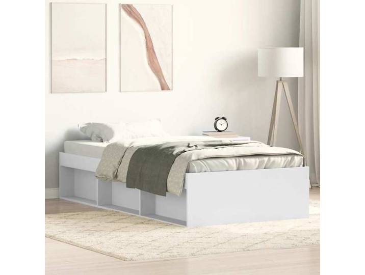 Cadre de lit blanc 100x200 cm solide et élégant sans matelas. Parfait pour toute chambre. Livraison rapide sur Cdiscount !
