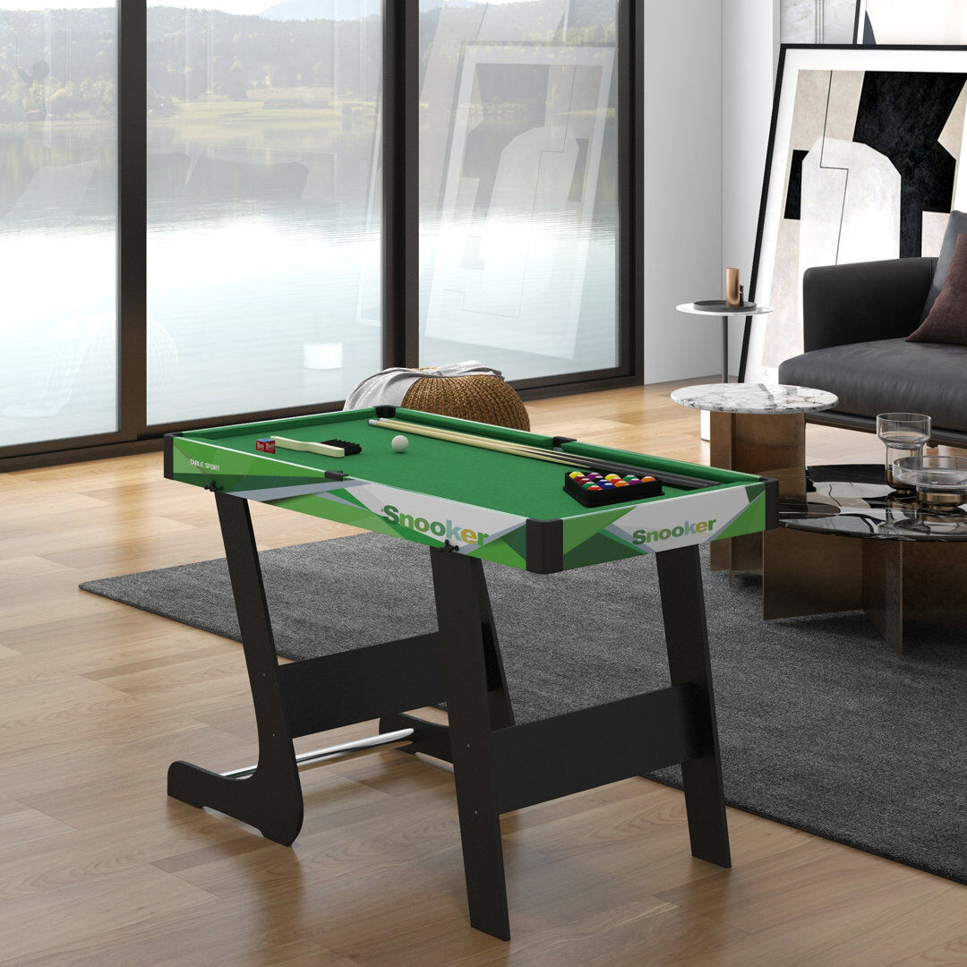 Brayden Studio SPORTNOW Folding Pool Table Set 104cm Mini Snooker Table with 2 Cues Green