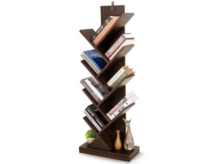 Bibliothèque Étagère à 8 Niveaux pour Livres Bibliothèque en Forme à Arbre Meuble de Rangement pour Salon Bureau Chambre