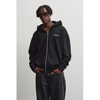Kapuzensweatjacke PEGADOR "Carloforte Oversized Sweat Jacket", Herren, Gr. XL, washed schwarz, Sweatware, Obermaterial: 80% Baumwolle, 20% Polyester, bedruckt, oversize normal, ohne Ausschnitt, Rippbündchen, Sweatjacken, Baumwollmischung, oversized