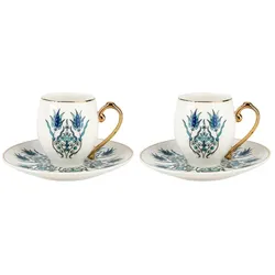 Karaca Iznik 4 teiliges Mochatassen Espressotassen Set für 2 Personen
