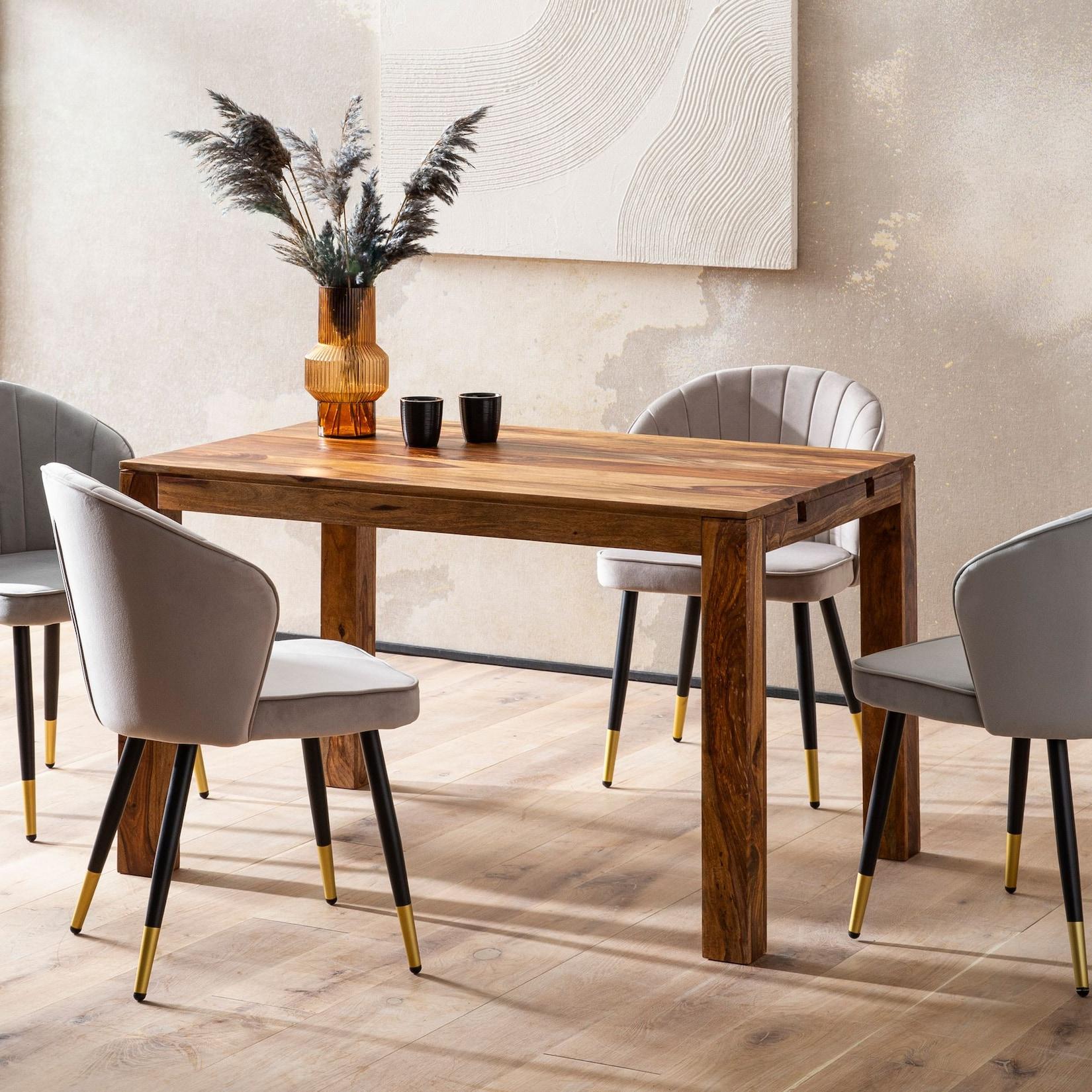 Esszimmertisch Erweiterbar FineBuy Esstisch 120 - 200 cm Holz Massiv Küchentisch