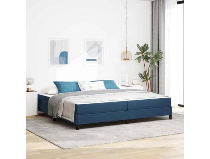 Atmungsaktiver Stoff Holzwerkstoff Rahmen Minimalistisch Stil Blau 200 x Boxspringbett mit Matratze Blau 200 x 200 cm Stoff King Size mit Lattenrost Taschenfedern Modernes Design