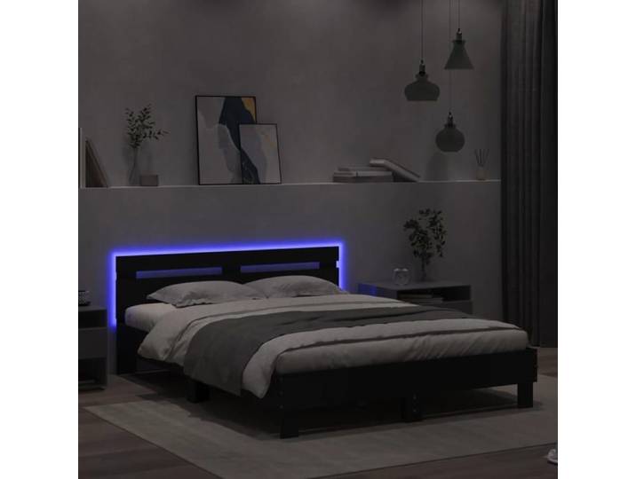 MGH@ Cadre de lit - Contemporain - Lit dormir - avec LED - sans matelas noir 150x200 cm fr4435