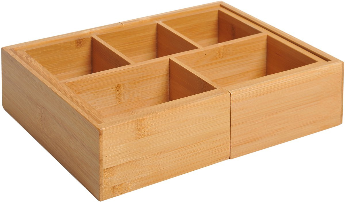 Uitbreidbare lade organizer met divider voor keuken, badkamer of home office, Naturel