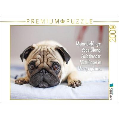 CALVENDO Puzzle Mops-Welpe liegt auf der Bettkante | 2000 Teile Lege-Größe 90x67cm Foto-Puzzle für glückliche Stunden