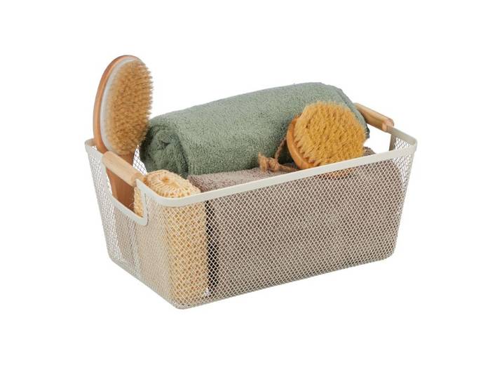 Relaxdays Drahtkorb mit Holzgriffen