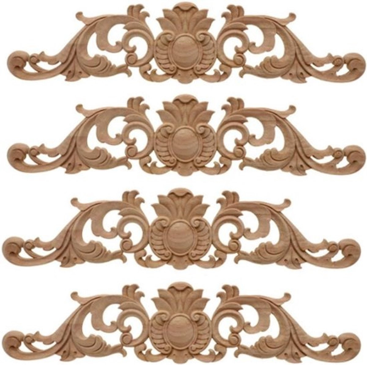 4x Houtsnijwerk Sierlijst Applique voor Decoratie van Meubels en Deuren