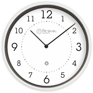 Miraval Wanduhr Design, Kunststoff, analog, Funkuhr, Ø 25 cm, weiß, lautlos