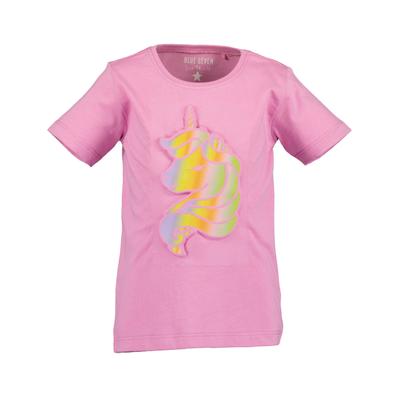 T-Shirt BLUE SEVEN "T-Shirt", Mädchen, Gr. 104, pink (4131, azalee), 100% Baumwolle, normal, Rundhals, Shirts T-Shirt