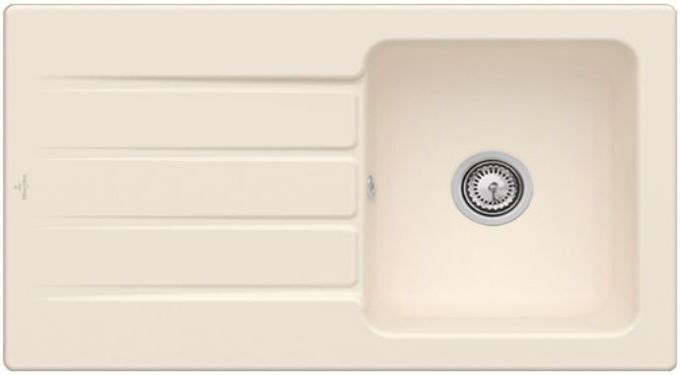Villeroy und Boch Villeroy & Boch Architectura Einbauspüle 335001FU mit Ablaufgarnitur und Handbetätigung, Ivory