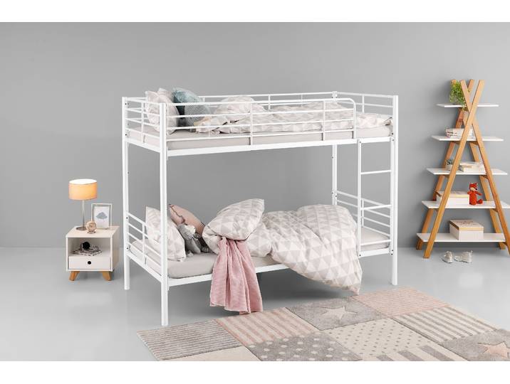 Etagenbett GOODPRODUCT Hayo, Metallbett, Stockbett , weiss (weiß), B:97cm H:160cm L:208cm, Etagenbetten, Etagenbett, perfekt für kleine Räume, mehrere Farben, (B/T/H) ca. 208/97/160 cm
