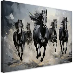 WANDBILD pferdetiere schwarz