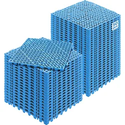 VEVOR Ineinandergreifende Fliesen 50 Stk. Bodenfliesen Drainage-Bodenfliesen, Bodenfliesen 30 x 30 cm Außenbereich Quadratische Bodenfliesen Terrasse PVC Bodenfliesen Badezimmer, Pool, Toilette, Blau