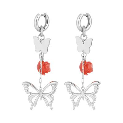 Paar Ohrhänger ADELIA´S "LIVAYA", Damen, Gr. Damen, Edelstahl, silberfarben, Ohrringe, Stylisch: Modeschmuck-Ohrhänger mit Schmetterlingsanhänger