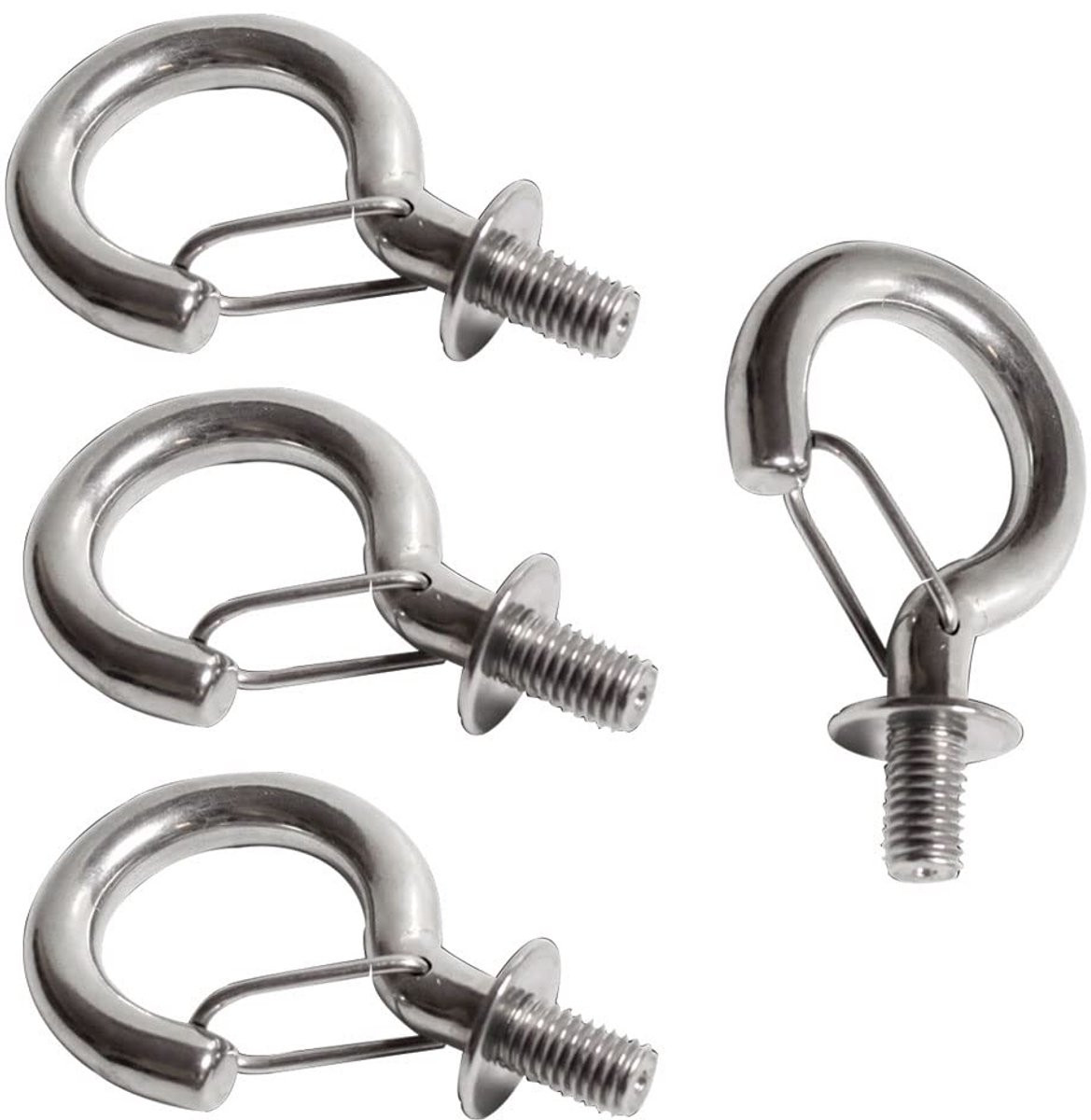 Set van 4 robuuste RVS schroefhaken M8/M10 voor zware lasten