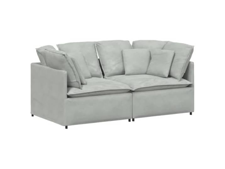 Makastle Modulares Sofa Couch mit Kissen Samt Hellgrau