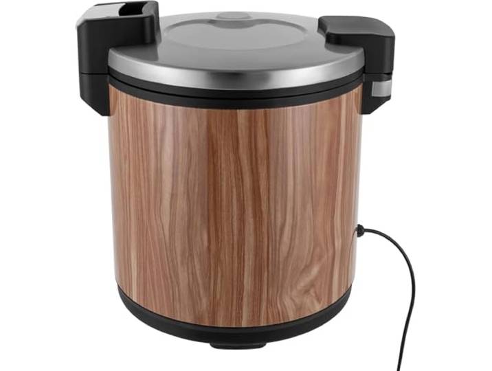 23L Reiswärmer Gewerbe, Gewerblicher Reiskocher, Aroma-Reiskocher, 100W Energiesparende Lebensmittelisolierung aus Edelstahl, Antihaft-Innentopf, Geeignet for Restaurants, Buffets, Catering(Brown)