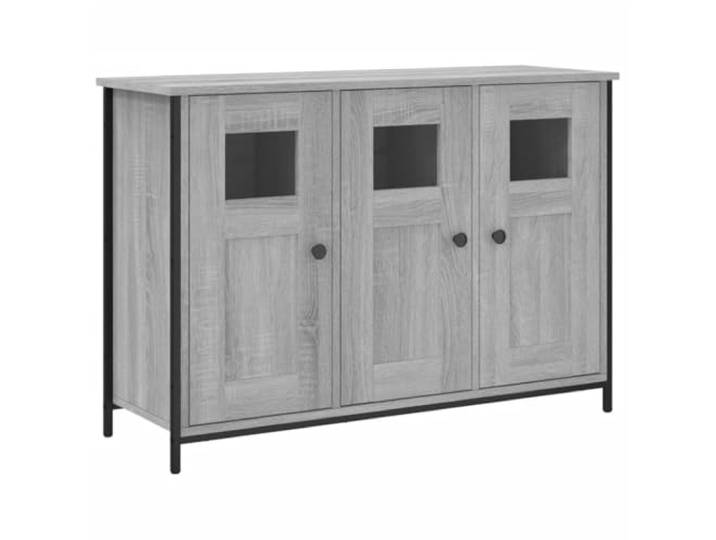 LASWWQMRF Sideboard Grau Sonoma 100x35x70 cm Beistellschrank Kommode Vielseitiger Lagerschrank für Wohnzimmer und Flur mit verstellbaren Beinen und Glaselementen.