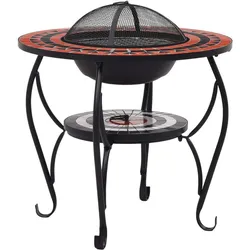Helloshop26 - Kamin-Mosaiktisch 68 cm Terrakotta und weiße Keramik 02_0006021