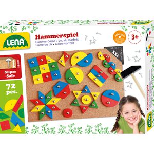 Lena Hammerspiel 65827, ab 3 Jahre, 72 Teile, mit Korkplatte, Hammer, Nägel & Vorlagen
