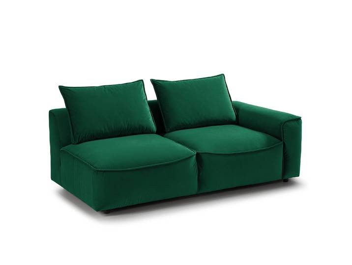 2,5-Sitzer Modulsofa Grün/Dunkelgrün Samt Shyla 189 x 80 x 99cm Armlehne davorstehend rechts Modern