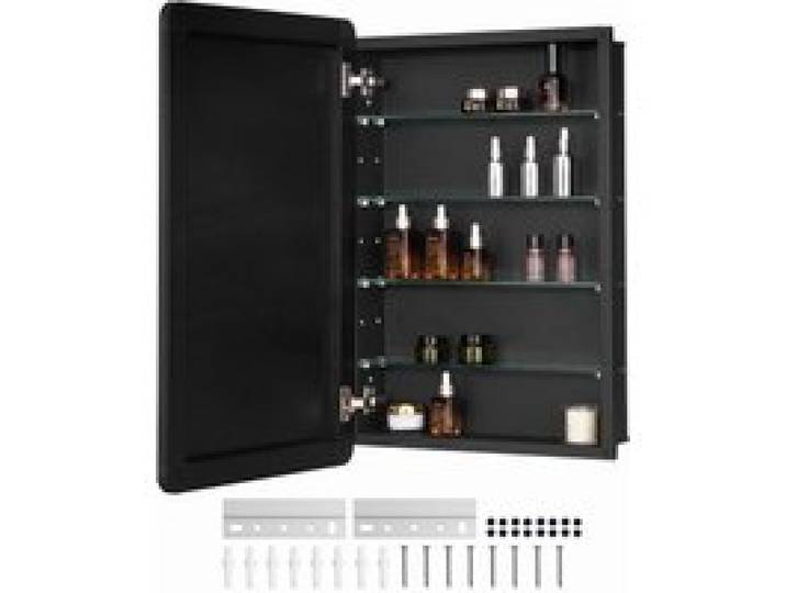 VEVOR Medizinschrank verspiegelter Arzneischrank (508 x 126 x 762 mm) für Badezimmer mit Spiegeltür & verstellbaren Glasböden, Einbau- und Wandmontage, Aluminiumrahmen, Spiegelschrank Badschrank