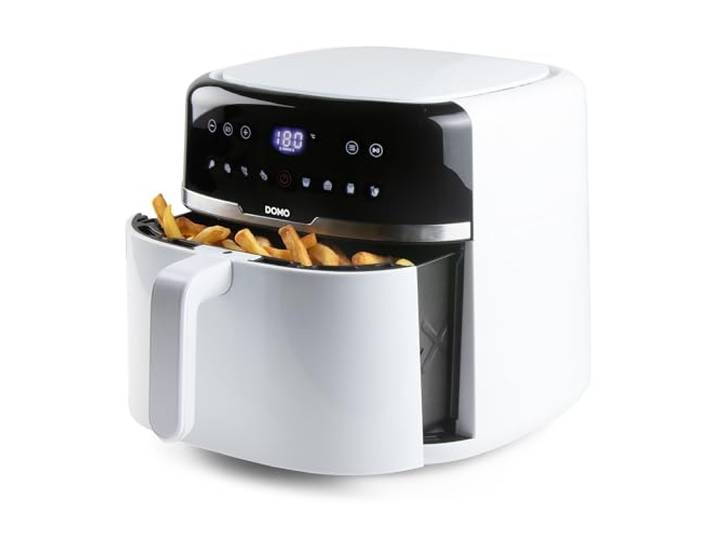 DOMO DO1148FR Airfryer - Heißluftfritteuse mit 8 Programme - 80% weniger Fett - SHAKE Funktion - 8L - 1800 W - Weiß