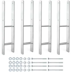 Wiltec, Zaunpfosten + Pfähle, XPOtool Pfostenträger 4x feuerverzinkt 71x600mm H-Anker Pfostenanker Pfosten