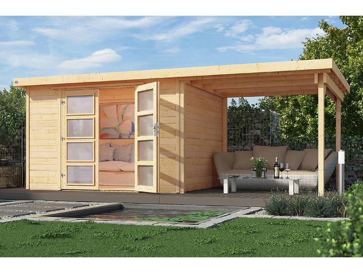 Weka Gartenhaus 321 B mit Anbaudach 194 × 489 cm