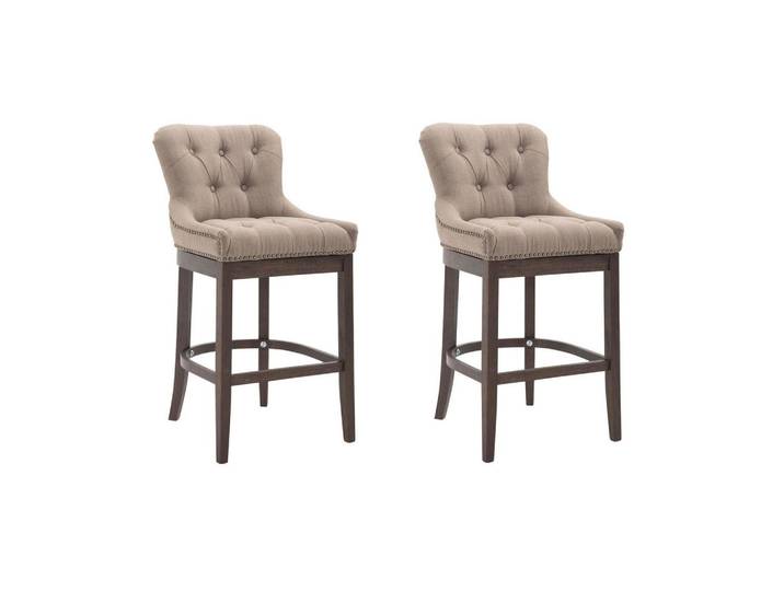 CLP Barhocker 2er Set Stoff Taupe, Holz, 55x109x57 cm, Esszimmer, Barmöbel, Barhocker