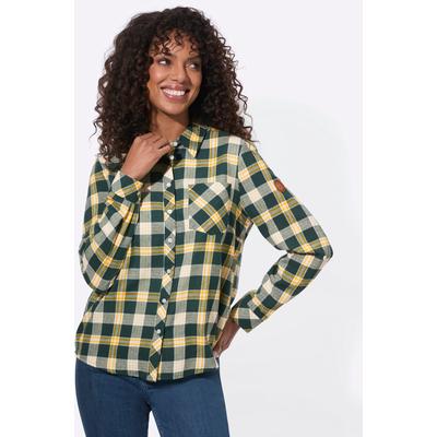 Flanellbluse CASUAL LOOKS, Damen, Gr. 40, grün (moos, ecru, kariert), 100% Baumwolle, gemustert, kariert, mehrfarbig, Blusen