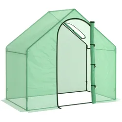 OKWISH Foliengewächshaus aus Stahl, Grün, 180x100x168 cm, begehbar mit Tür und Fenster für gute Belüftung